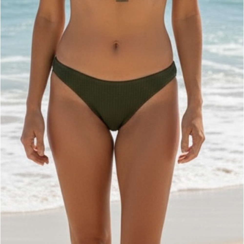 J. Crew Curved Waist Cheeky Bikini Bottom Women's S Green New 7859 BC050